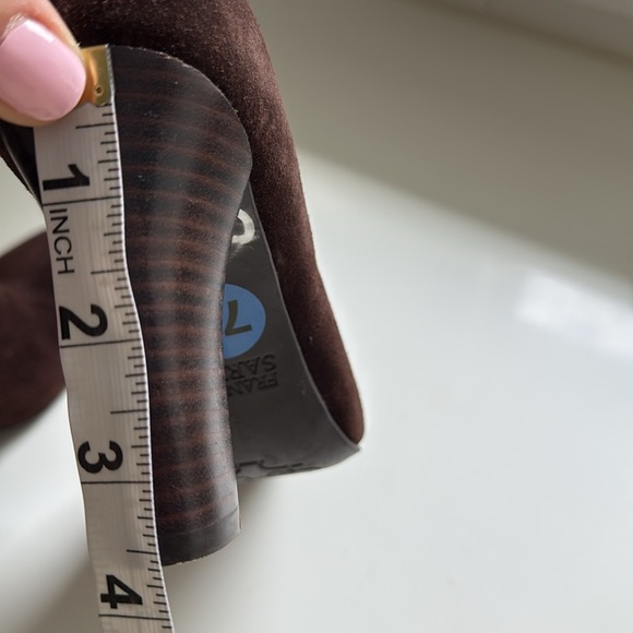 Franco Sarto Womens Brown Suede Ankle Boots Block Heel Slip On Booties Size 7.5 - Picture 8 of 9